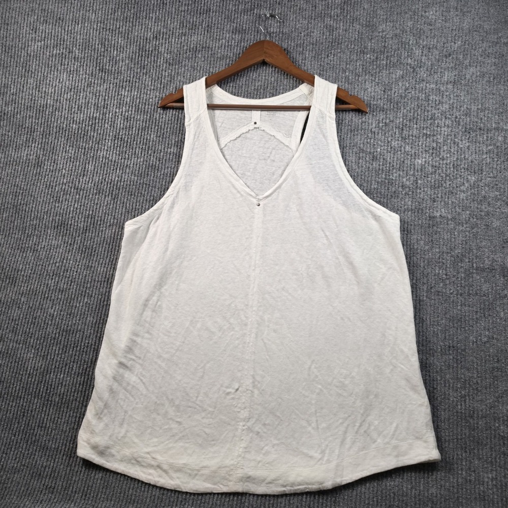 Eileen Fisher Tank Top Womens XL White Linen V-Neck Sleeveless Summer Minimalist